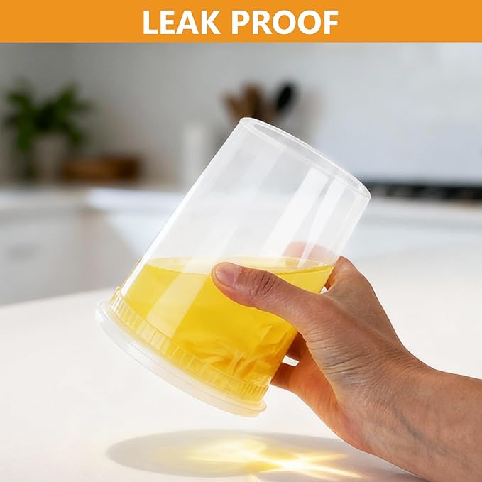 NESCCI 96 Sets (192-Piece) Deli Containers with Lids, 32/16/12/8 oz X 24 Set Each, Leak-Proof & BPA Free Airtight Takeout Plastic Food Storage Containers for Soup, Meal Prep,Microwave/Freezer Safe