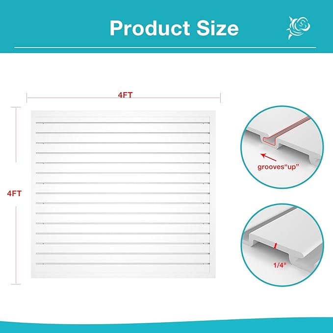 NeatiEase Slatwall Panel Wall Storage Systems, 4 x 4ft Slat Wall Paneling Garage Wall Organizer, Heavy Duty Wall Mounted PVC Wall Rack (White)