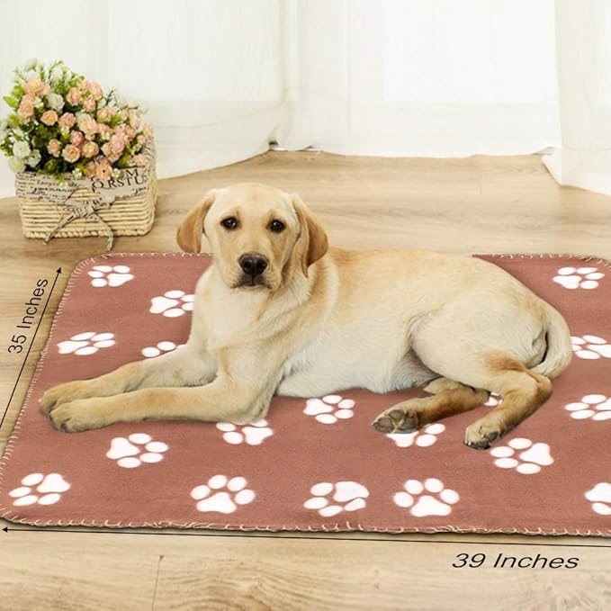 Comsmart Dog Blankets for Small Dogs, 6 Pack Puppy Blanket Cute Paw Print Pet Blanket for Dog, Puppy, Cat, Kitten, 39x35 inches, Brown