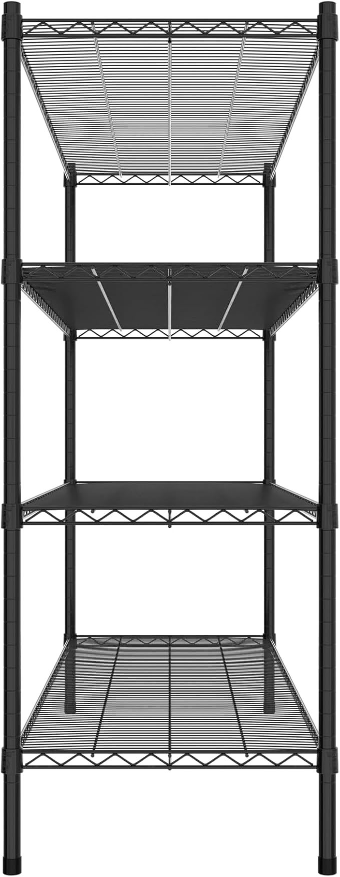 Commercial NSF Listed Black Epoxy Stationary Wire Shelving Kit 21" x 60" x 54", with 4 Shelves Perfect for Warehouse, Walk-in Refrigerator, Freezer, Grocery Store, Restaurant, Dishroom