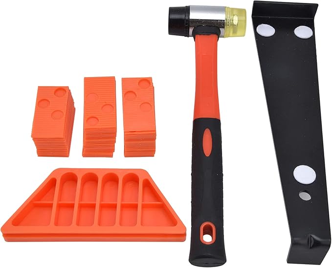 33Pcs Professional Floor Install Tool Kit Heavy Duty Laminate Wooden Flooring Installation Tools with Double Face Pull Bar Spacers for Home DIY Renovation Orange Black