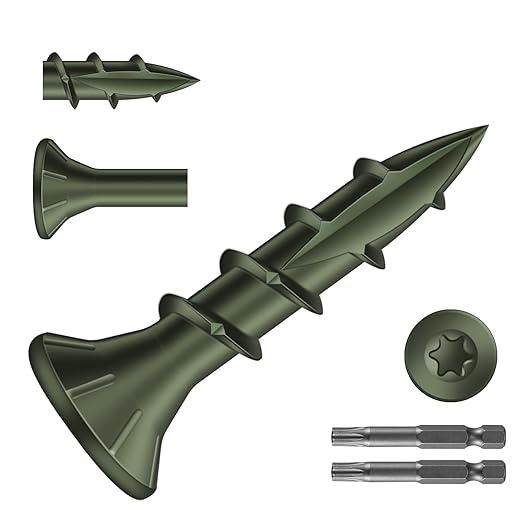 #8 x 3/4" Deck Screws (2765Pcs) 10lb. Carbon Steel, Green, Flat Head, Rust Resistant epoxy Coated, with T25 Star Bit