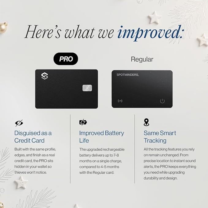 Wallet Tracker Card - Apple MFI Certified & Works with Apple Find My Tracking Card for Wallet Tag Rechargeable IP68 Waterproof 0.07in Slim Item Finder (Black PRO (Pack of 1))