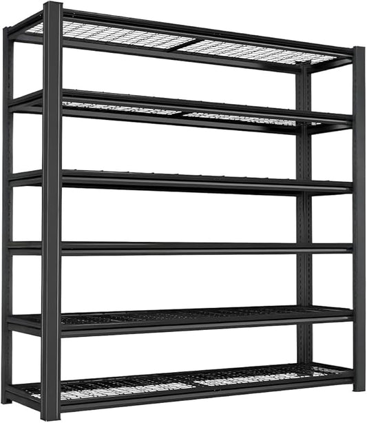 Standing Shelf Units Heavy Duty Storage Rack Industrial Wire Mesh Shelving Double Layer Support Floor Mount Black for Garage Warehouse Storage 84" H x 59.5" W x 23.5" D 6-Tier 4200LBS