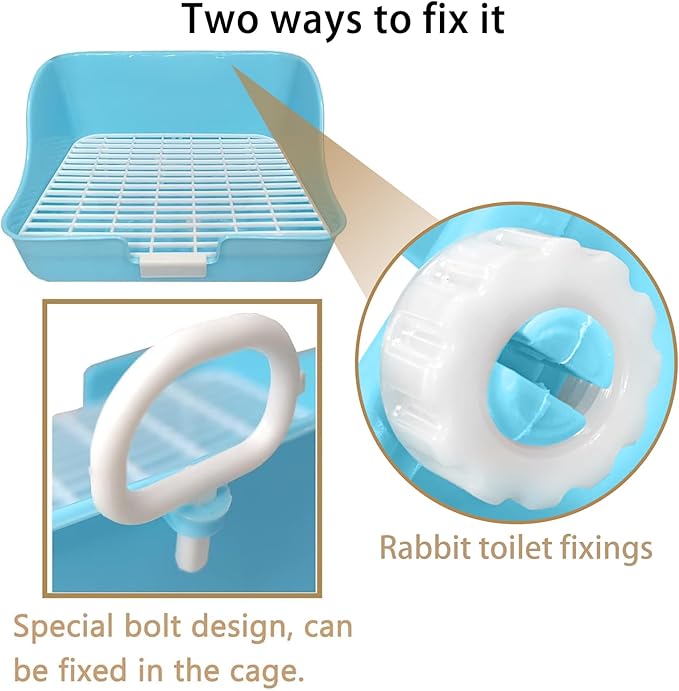 Hamiledy Small Animal Litter Box Guinea Pig Potty Training Rabbit Litterbox for Bunny Toilet Pets Plastic Rectangle Cage Bedding with Chew Toys for Guinea Pigs Chinchilla Ferret