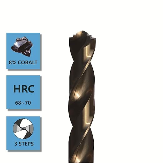 12mm x 2pcs M42 8％ Cobalt Drill Bits for Stainless Steel and Hard Metal