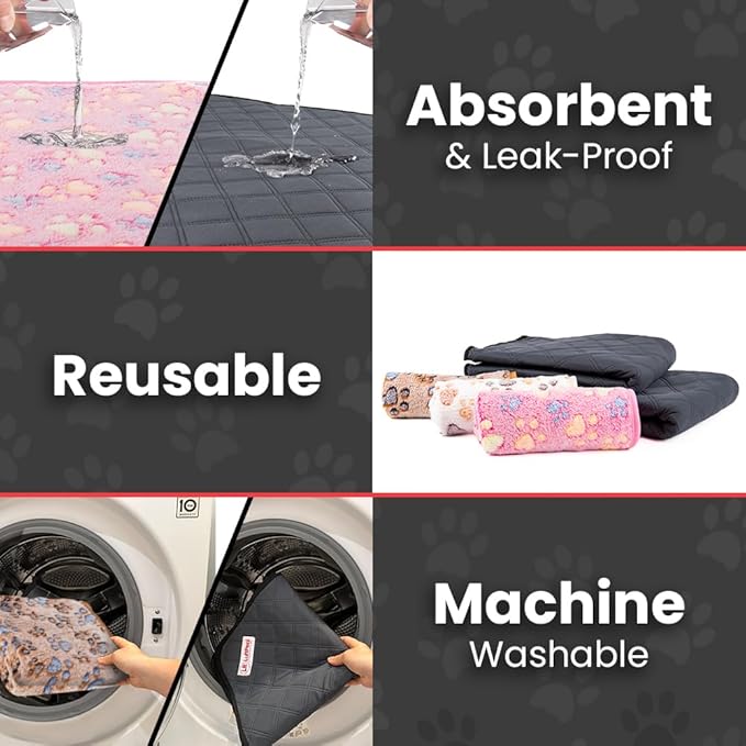 Bunny Cage Mats, 5 Pcs, Fit Midwest, Absorbs Moisture & Odors, Soft Guinea Pig Blankets, Comfortable Fleece Cage Liners, Washable Rabbit Bedding