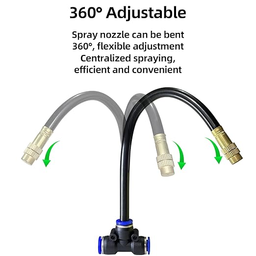 60 Ft Drip Irrigation System-Garden Drip Irrigation Kit with 19 pcs 360°Adjustable Copper Nozzles Automatic Atomizing Watering Irrigation System for Garden, Lawn, Greenhouse, Potted, 5/16 Inch Hose