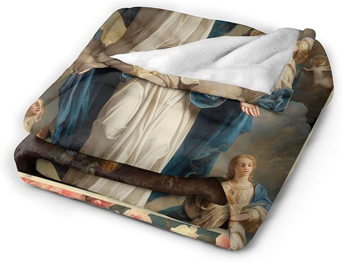 Virgin Mary Throw Blanket Catholic Religious Mexican Mother Mary Flannel Blankets Mother of God Player Fuzzy Plush Super Soft Cozy Warm Decor Gifts for Boys Girls Kids Adults Men Women 40" x 50"