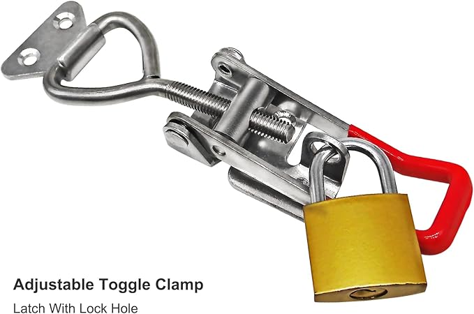 4003 Toggle Latch Clamp, 304 Stainless Steel Adjustable Toggle Latches With Lock Hole, 1320Lbs Holding Capacity Heavy Duty Toggle Clamp for Smoker Lid Jig, ToolBox Case, 2pack
