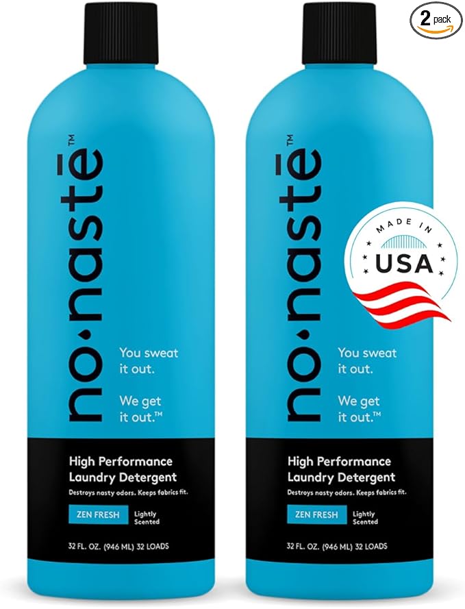 Nonaste Liquid Laundry Detergent - Zen Fresh, 32 Fl Oz (Pack of 2) - Activewear Laundry Detergent for Workout Clothes & More - Scented, Gentle & Color Safe