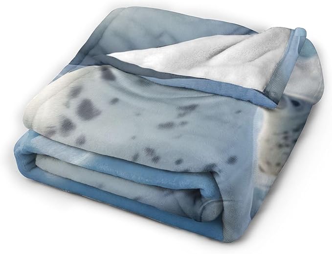 Cute Seal Throw Blanket Ocean Seal Flannel Blankets Seals Lover Fleece Plush Super Soft Cozy Warm Marine Life Decor Gifts for Boys Girls Kids Adults Men Women 50" x 60"
