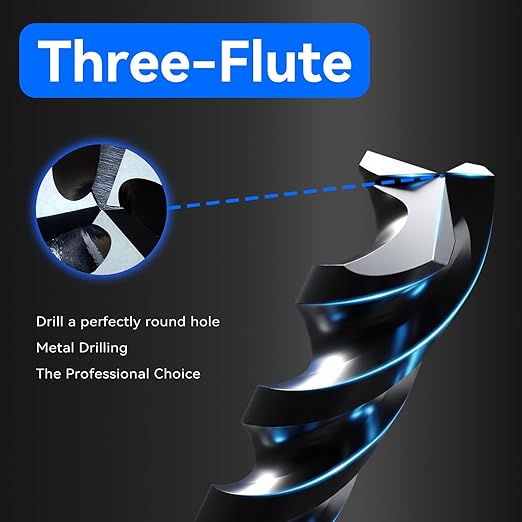 5/16" Triple Spiral Flute Cobalt Drill Bit Set (Pro - TiAlN Coated), Metal Drill Bit Set for Steel, Hardened Metal, Stainless Steel, 10-Piece with Index Storage Case