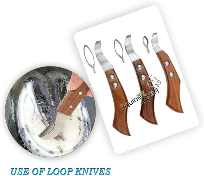 Farrier Loop Knives Hoof Knife-Premium Hoof Care Tool for Professional Farriers,Ergonomic Design for Easy Hoof Trimming, 3PC Set for Precision Hoof Grooming and Maintenance
