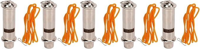 GOTOTOP Survival Whistle 5Pcs Stainless Steel Emergency Safety Whistle with Lanyard for Outdoor Sports Coaching Hiking and Survival Gear