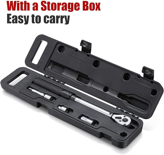 3/8-Inch Drive Click Torque Wrench Dual-Direction Adjustable Torque Wrench Set with Storage Case (10-45 ft.-lb./13.5-61 Nm)