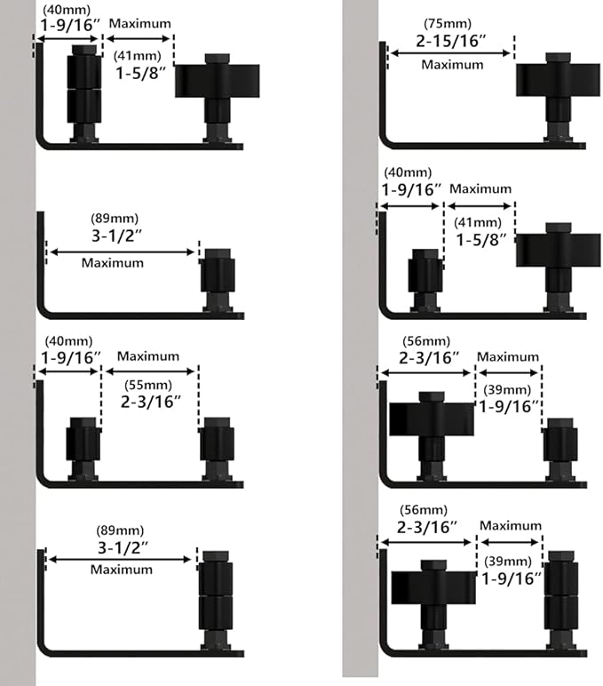 SKYSEN 2 Pack Barn Door Floor Guide Wall Mount Stay Roller,8 Setup Options, Flush Bottom,Black Powder Coated,Felt Strip, Countersunk Holes for Barn Door(706-2 Pack)