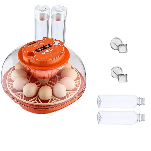 VEVOR 12 Egg Incubator, Automatic Egg Turner with LED Candler, Temperature & Humidity Control, 360° View Clear Window, Poultry Eggs Incubator for Home Farm, Hatching Chicks Ducks Goose Quail