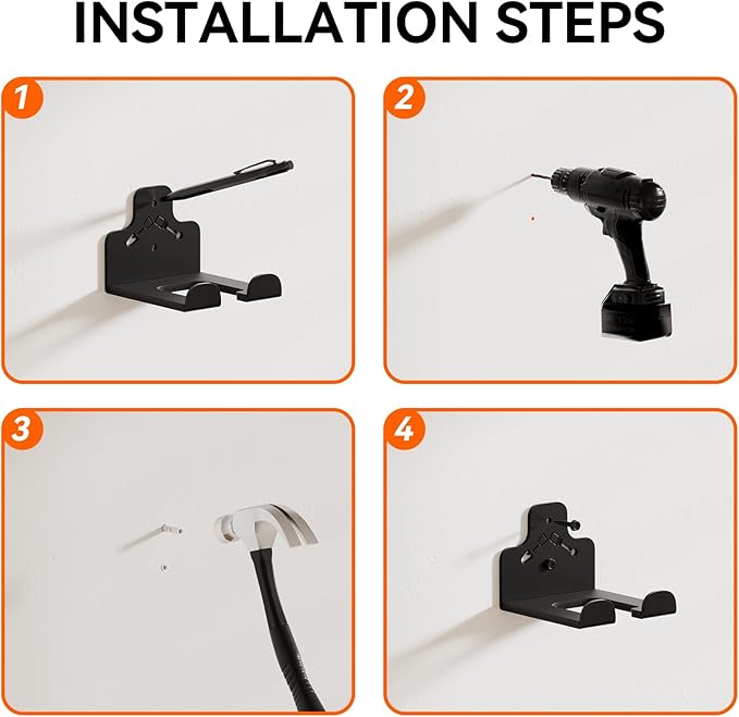 Garage Organization Storage Trimmer Rack, Garden Power Tool Hanger for Grass Trimmer, Hedge Trimmer, Garden Tools, Heavy Duty Weed Whackers Holder Wall Mounted Tool Organizer, 2 Packs