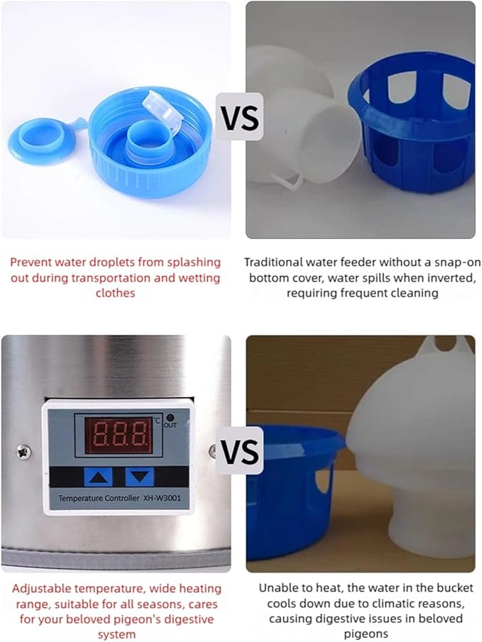 5 Gallon Warmed Poultry Drinker with Against Spill Base Permanent Untarnished Bucket for Multiple Feathered Yearlong Energy Efficient Heated Waterer for Poultry