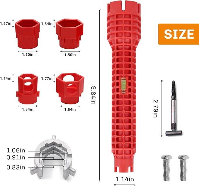 Tap Spanner Tool, 14-in-1 Multi-Functional Faucet Wrench, Comfortable Grip, Anti-Slip, for Sink, Bathroom & Kitchen Plumbing, Faucet Installation, Plumbing Repair Kita