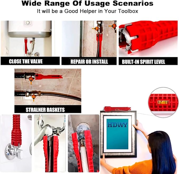 8 in 1Multifunctional Kitchen Faucet Sink Basin Wrench, Kitchen Drain Tub Removal nut Plumbing Plumber for Tight Spaces Installation and Repairs Tools