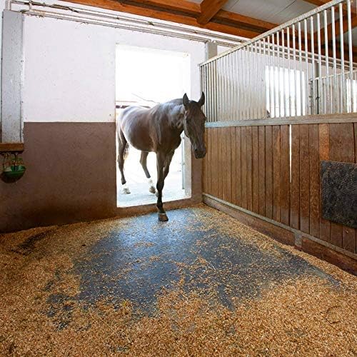 American Heavy Duty Stable/Horse Tiles - Thick, Durable Rubber Flooring - Solid Black 12' x 20' Set - 60 Tiles Total (1/2" Thick)