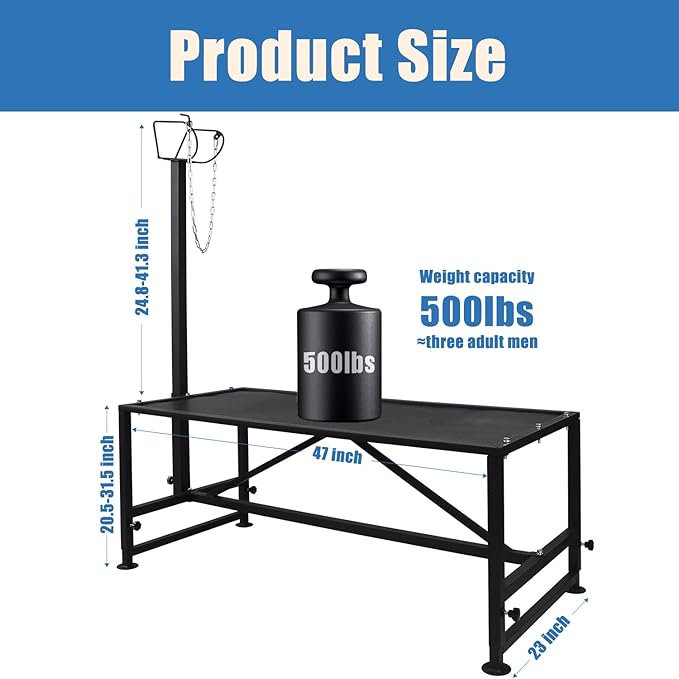 Goat Milking Stand 600Lbs Goat Stand Sheep Stand for Trimming Metal Livestock Stand with Adjustable Headpiece Goat Shearing Livestock Stand Height Adjustable, Black