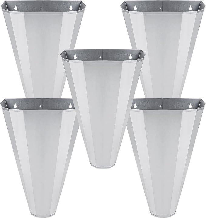 Medium Size Chicken Cone, Galvanized Steel Poultry Restraining Cone for Chicken, Broilers, Roasters, Turkeys Up to 8 Pounds, Flat-Back Poultry Killing Cone, Easy to Clean (5 Pack)
