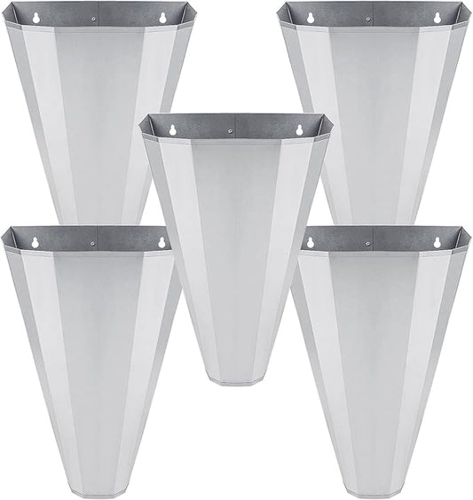 Medium Size Chicken Cone, Galvanized Steel Poultry Restraining Cone for Chicken, Broilers, Roasters, Turkeys Up to 8 Pounds, Flat-Back Poultry Killing Cone, Easy to Clean (5 Pack)