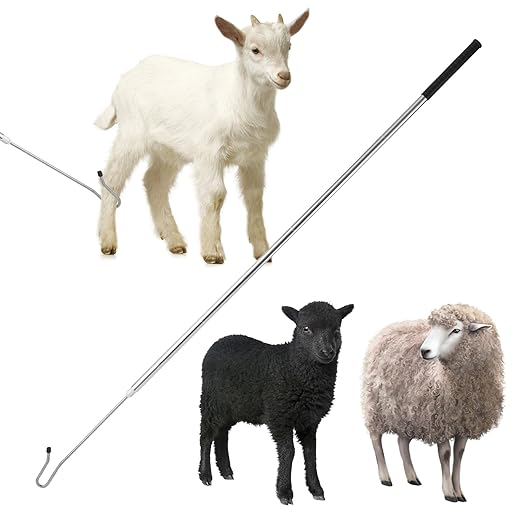 Sheep Catching Tools Stainless Catching Sheep Leg Crook The Length can be Adjusted Freely Goat Catcher Hook Poultry Leg Trap Hook Pole Must-Have Sheep catching Tool for Farms and breeding Farms