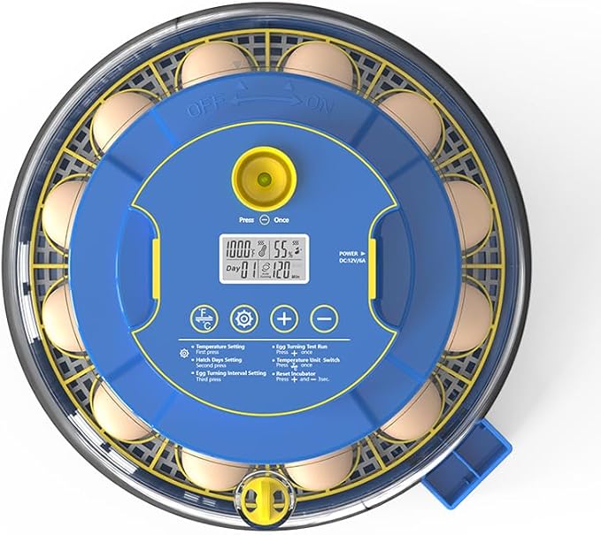 Egg Incubator for Hatching Chicks, 18 Eggs Automatic Egg Turner Multifunctional Smart Incubator 360° Clear Window with Temperature & Humidity Control, Egg Candler for Poultry Chickens Ducks Quails