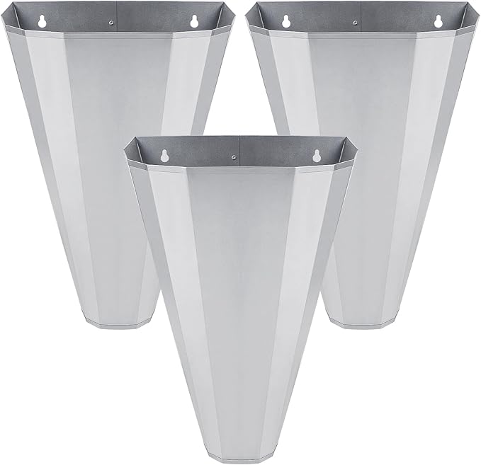 Medium Size Galvanized Steel Chicken Restraining Cone for Chickens, Large Layers, Broilers, Roasters, Turkeys Up to 8 Pounds Flat-Back, Easy to Clean (3 Pack)