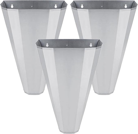 Medium Size Galvanized Steel Chicken Restraining Cone for Chickens, Large Layers, Broilers, Roasters, Turkeys Up to 8 Pounds Flat-Back, Easy to Clean (3 Pack)