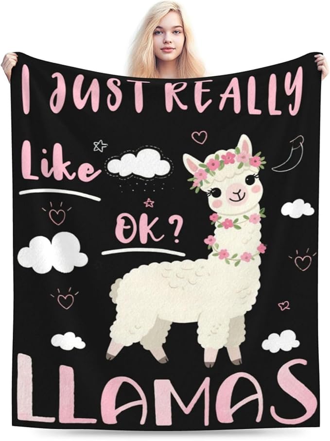 Cute Llamas Blanket, Soft Plush Fleece Alpaca Animal Throw Blanket - Cozy Warm Stuffed Blankets Bedding Llamas Gifts for Women Girls Kids Adults 60"X80"