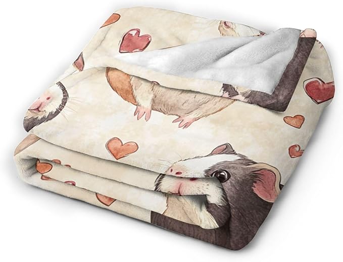 Cute Guinea Pig Throw Blanket Guinea Pig Pets Flannel Blankets Fuzzy Plush Super Soft Cozy Warm Decor Gifts for Boys Girls Kids Adults Men Women 40" x 50"