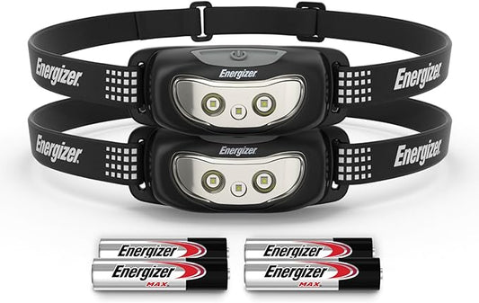 Energizer Universal+ LED Headlamp (2-Pack), Bright Head Lamp for Outdoors, Camping and Emergency Light, IPX4 Water Resistant (Batteries Included)