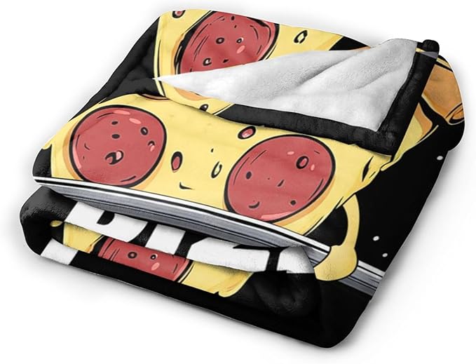 Funny Pizza Blanket Gifts for Girls Boys Soft Warm Plush Cute Pizza Barbell Weightlifting Sport Throw Blanket Flannel Fleece Fuzzy Blankets for Kids Lover Bed Couch Living Room Decor 80"X60"