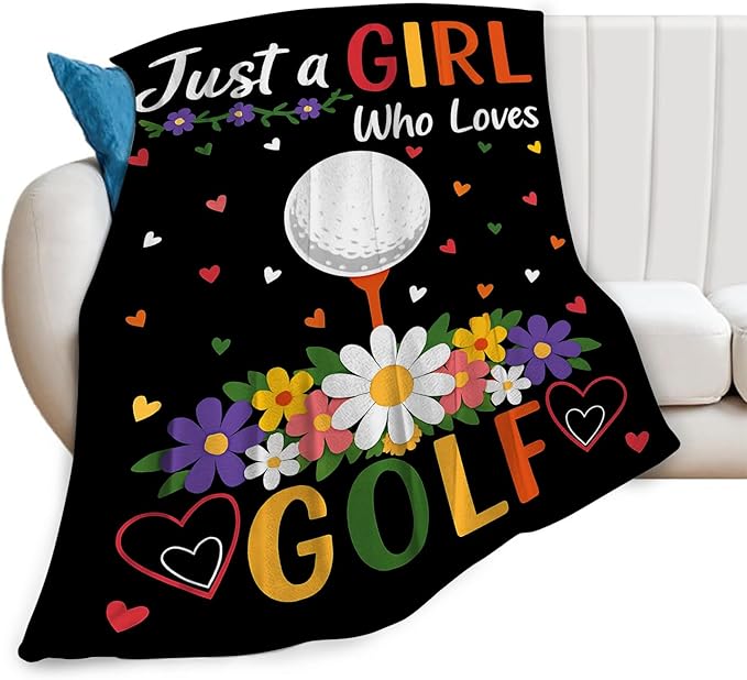 Golf Fleece Blanket Sports Golfing Throw Blankets for Girls Women Golfers Super Soft Warm Flannel Throws Gifts for Kids Adults Cozy Fuzzy Plush Stuffed Couch Bed Bedding Decor 50"X40"