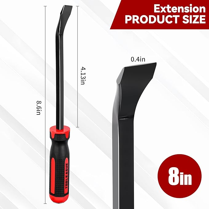 TOOLEAGUE Utility 2Pcs Pry Bar Set,8-Inch Mechanic Hand Tools with Thicker Strike Cap Handle, Pry Bar Tools for Automotive,Home&Garage DIY Job