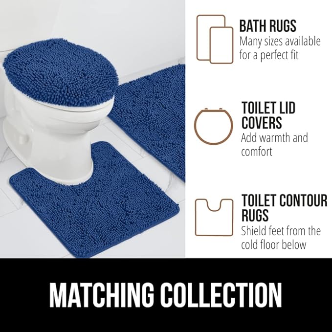 GORILLA GRIP Bath Rug Mat 60x24, Thick Soft Absorbent Chenille, Quick Dry Microfiber Mats, Rubber Backing Machine Washable Shower Floor Rugs, Bathmat Runner, Bathroom Home Decor Accessories Royal Blue