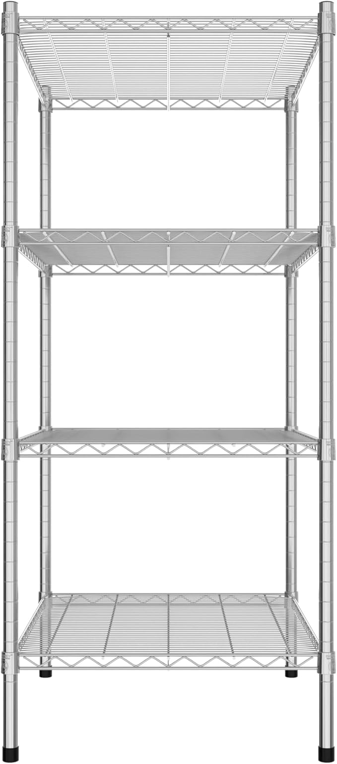 Commercial NSF Listed Chrome Stationary Wire Shelving Kit 24" x 30" x 54", with 4 Shelves Perfect for Warehouse, Walk-in Refrigerator, Freezer, Grocery Store, Restaurant, Dishroom