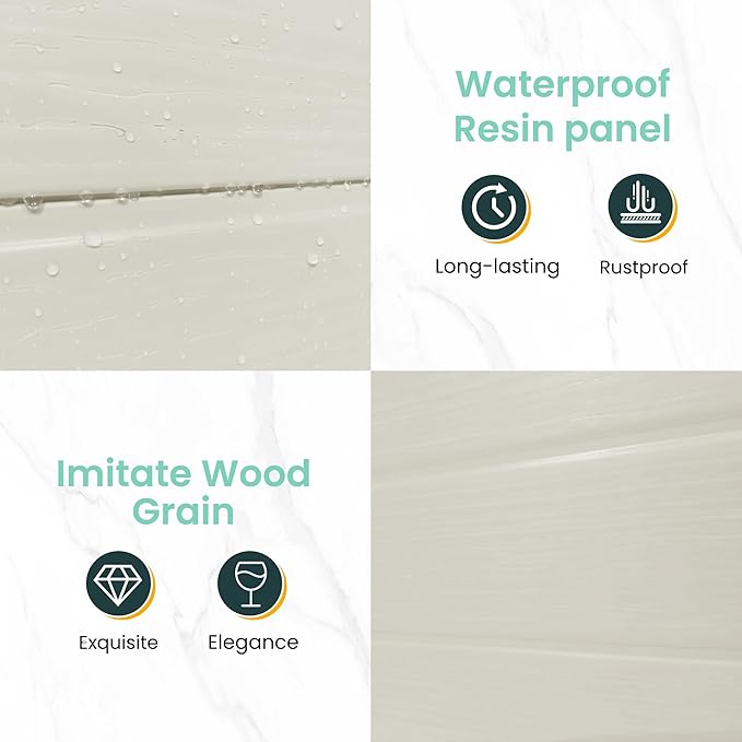 UDPATIO Outdoor Shed 7.5x10.7 FT, Plastic Storage Shed for Bike, Garbage Can, Tool, Outside Sheds & Resin Shed with Lockable Door for Backyard, Patio, Lawn, Standstone