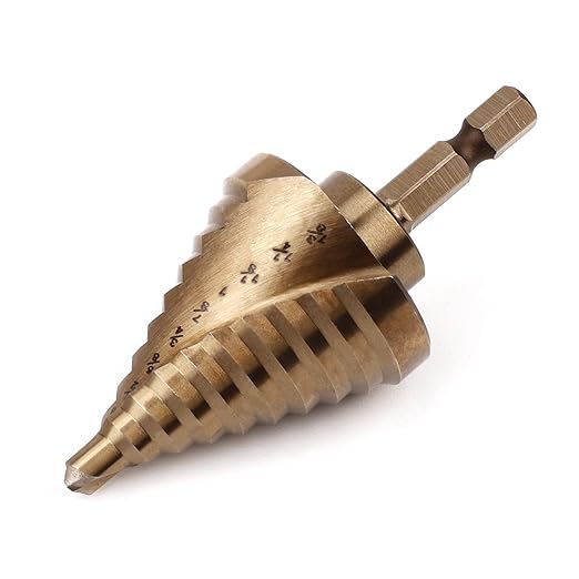 COMOWARE 10 Sizes M35 Cobalt Step Drill Bit, 1/4" to 1-3/8", Two-Spiral Flute Step Bit for Metal, Stainless Steel, Wood & Plastic, with 1/4" Hex Shank