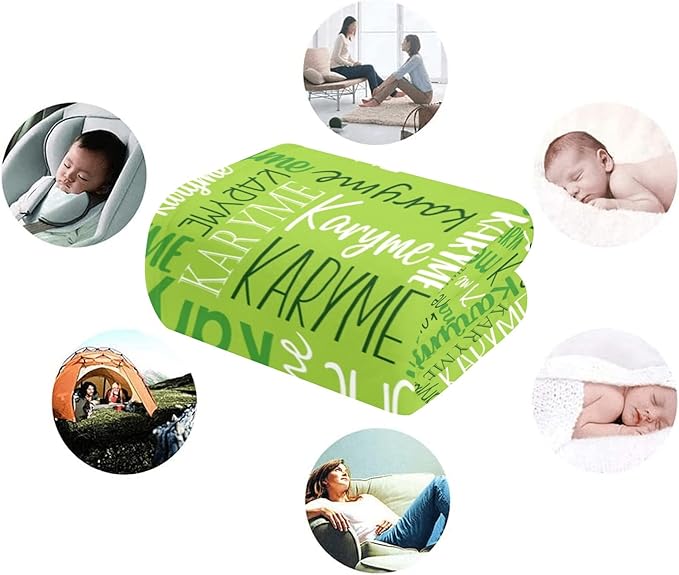 Personalized Blankets with Names Baby Gifts for Girls Boys Custom Soft Fleece and Sherpa Name Blanket for Kids and Adults Birthday for Daughter Son Granddaughter Grandson (Green)