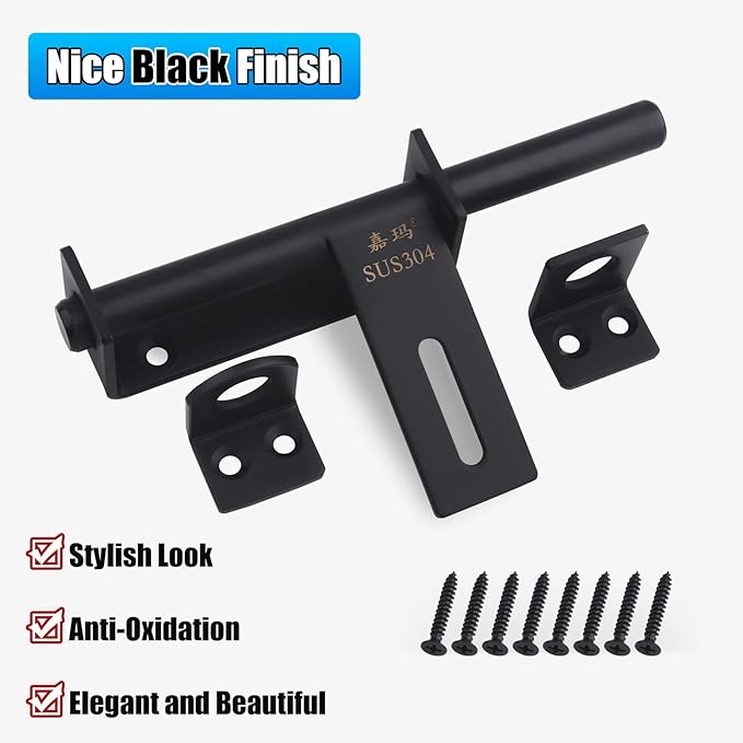 Heavy Duty Barrel Bolts Safety Door Lock, 6.7 Inch Slide Bolt Gate Latch with Padlock Hole,Solid SUS304 Stainless Steel Barrel Bolt Latch for Wooden Fence, Yard Door, Barn Door, Shed Door, Interior
