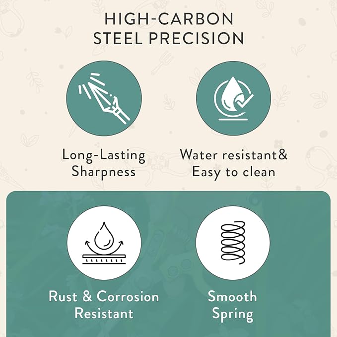 Modern Sprout Pruning Shears - Herb Snipping Scissors- Lightweight Gardening Tools W/Easy Lock - Flower Cutter Garden Shears - Carbon Steel Blade + Reusable Holster (Ocean, 1-Pack)