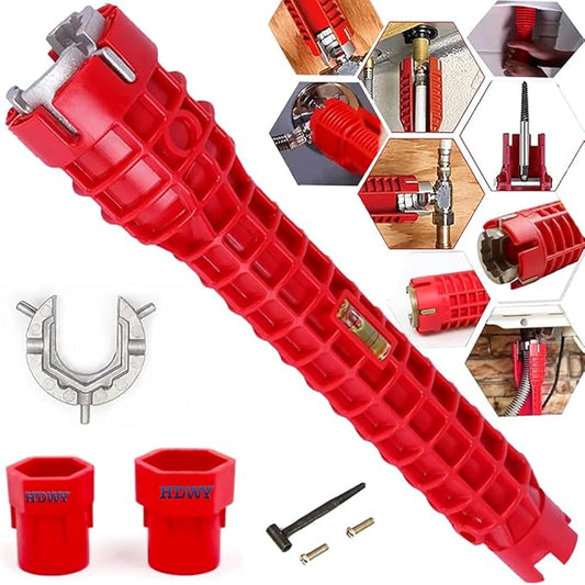 8 in 1Multifunctional Kitchen Faucet Sink Basin Wrench, Kitchen Drain Tub Removal nut Plumbing Plumber for Tight Spaces Installation and Repairs Tools