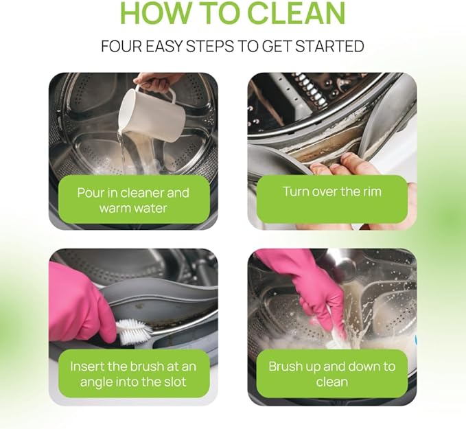 8 Pack Multi-Purpose Washing Machine and Flexible Dryer Vent Cleaning Kit - Dryer Lint Cleaner - Grout, Crevice & Lint Trap Cleaning Tools - Long Handle Laundry Brushes for All Washers