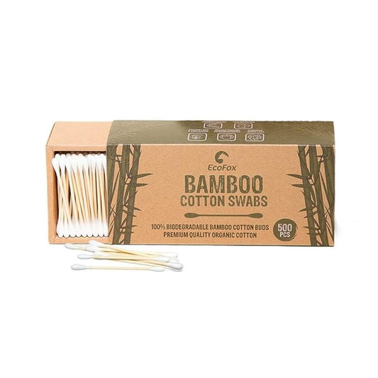 Bamboo Cotton Swabs 500 Count | Compostable & Pure Cotton Buds | Double Tipped Sticks | Made with Plant-Sourced Materials | Perfect for Makeup & Nail Applications, Arts & Crafts, Removing Dust & Dirt…